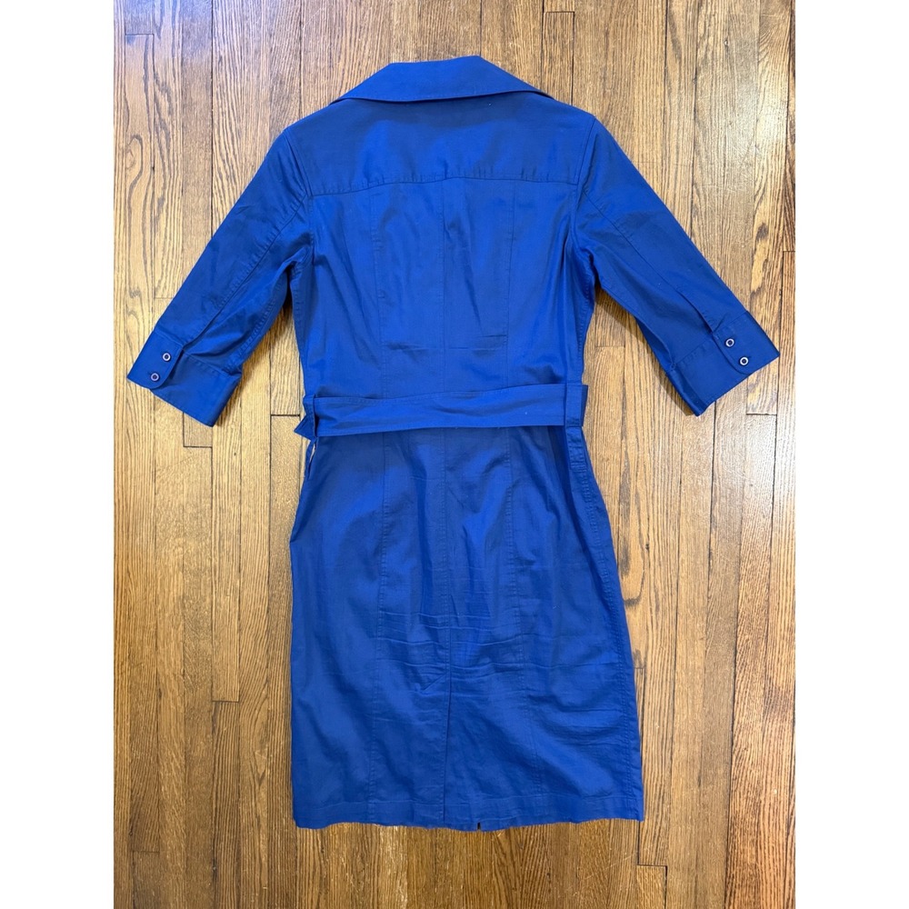 Thomas Pink Royal Blue Cotton Belted Shirt Dress 3/4 Sleeve Utility Size 6 US - Picture 3 of 8